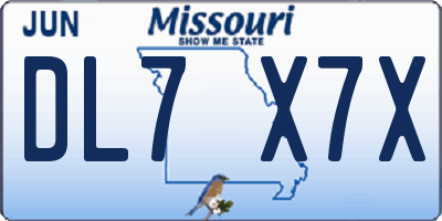 MO license plate DL7X7X