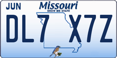 MO license plate DL7X7Z