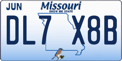 MO license plate DL7X8B