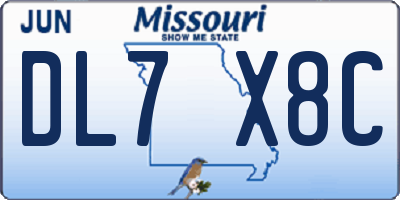 MO license plate DL7X8C
