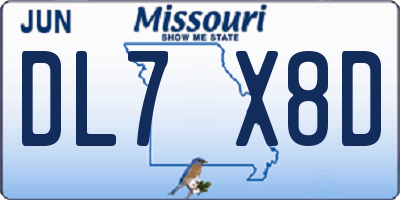 MO license plate DL7X8D