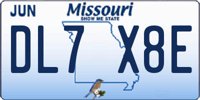 MO license plate DL7X8E