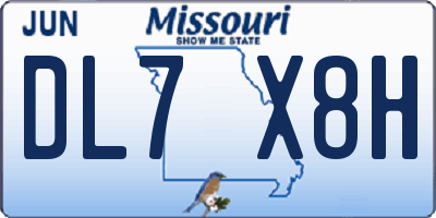 MO license plate DL7X8H