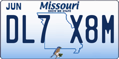 MO license plate DL7X8M