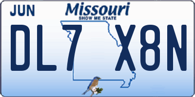 MO license plate DL7X8N