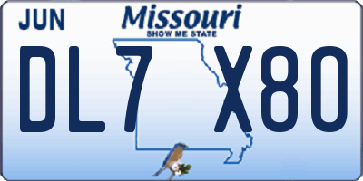 MO license plate DL7X8O