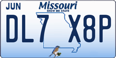 MO license plate DL7X8P