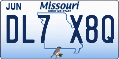 MO license plate DL7X8Q
