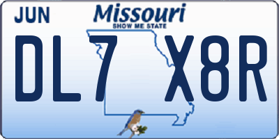 MO license plate DL7X8R