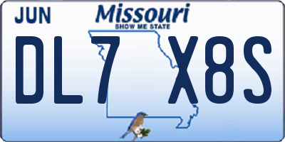 MO license plate DL7X8S