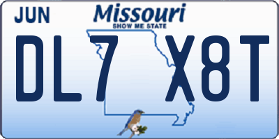 MO license plate DL7X8T