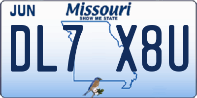MO license plate DL7X8U