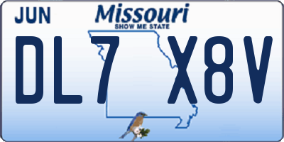 MO license plate DL7X8V