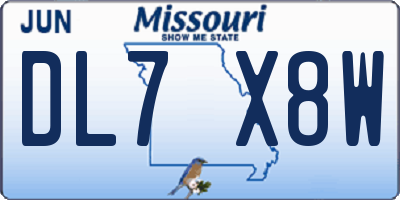 MO license plate DL7X8W