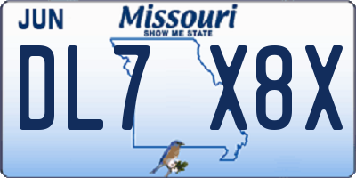 MO license plate DL7X8X