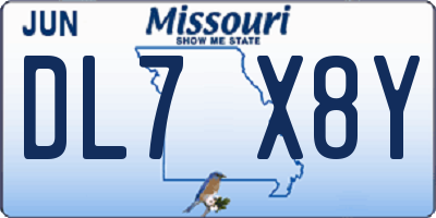 MO license plate DL7X8Y