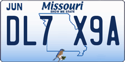 MO license plate DL7X9A