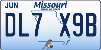 MO license plate DL7X9B