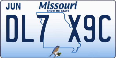 MO license plate DL7X9C