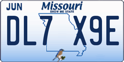 MO license plate DL7X9E