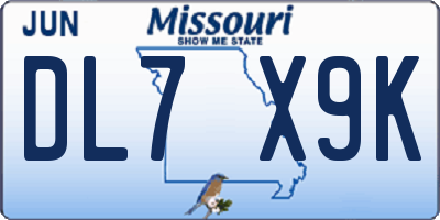 MO license plate DL7X9K