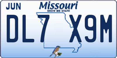 MO license plate DL7X9M