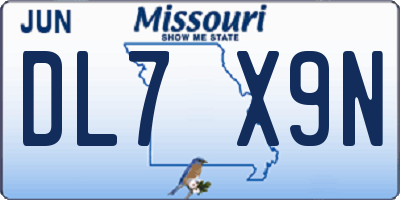 MO license plate DL7X9N