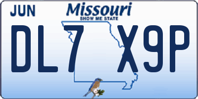 MO license plate DL7X9P