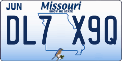 MO license plate DL7X9Q