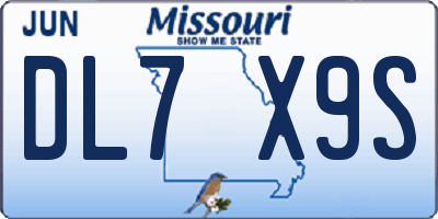 MO license plate DL7X9S