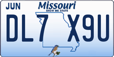 MO license plate DL7X9U