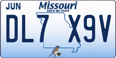 MO license plate DL7X9V