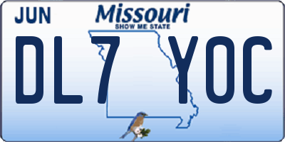 MO license plate DL7Y0C