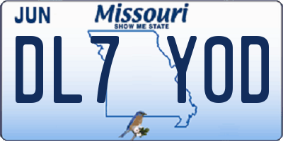 MO license plate DL7Y0D