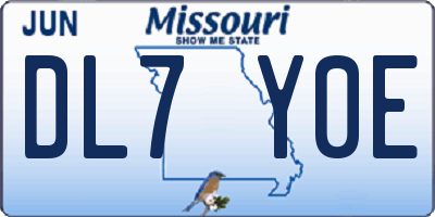 MO license plate DL7Y0E