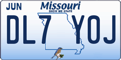 MO license plate DL7Y0J