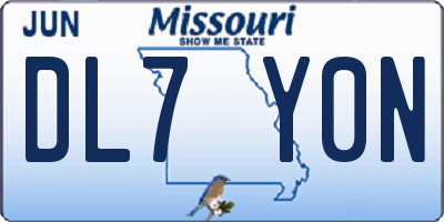 MO license plate DL7Y0N