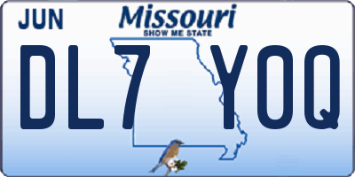 MO license plate DL7Y0Q