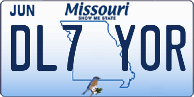 MO license plate DL7Y0R