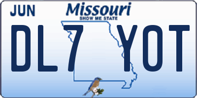 MO license plate DL7Y0T