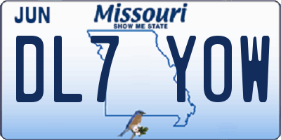 MO license plate DL7Y0W