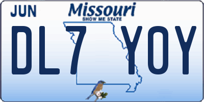 MO license plate DL7Y0Y