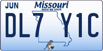 MO license plate DL7Y1C