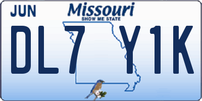 MO license plate DL7Y1K