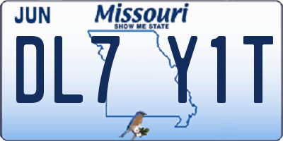 MO license plate DL7Y1T