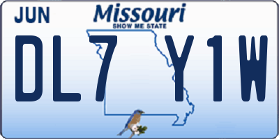 MO license plate DL7Y1W