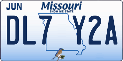 MO license plate DL7Y2A