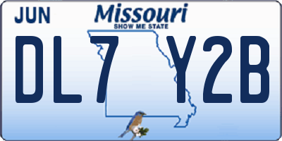 MO license plate DL7Y2B