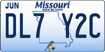 MO license plate DL7Y2C