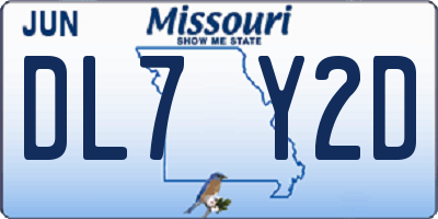 MO license plate DL7Y2D